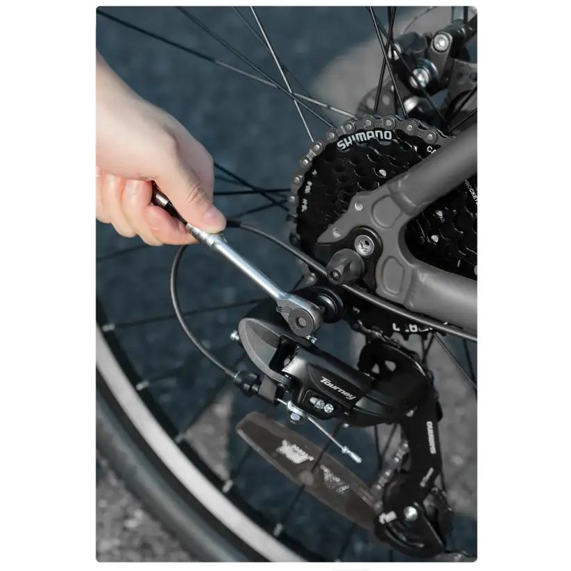 ROCKBROS Bike Repair Tools Multifunctional Ratchet Wrench Set Compact Folding Combination Aluminum Bicycle Ratchet Tool