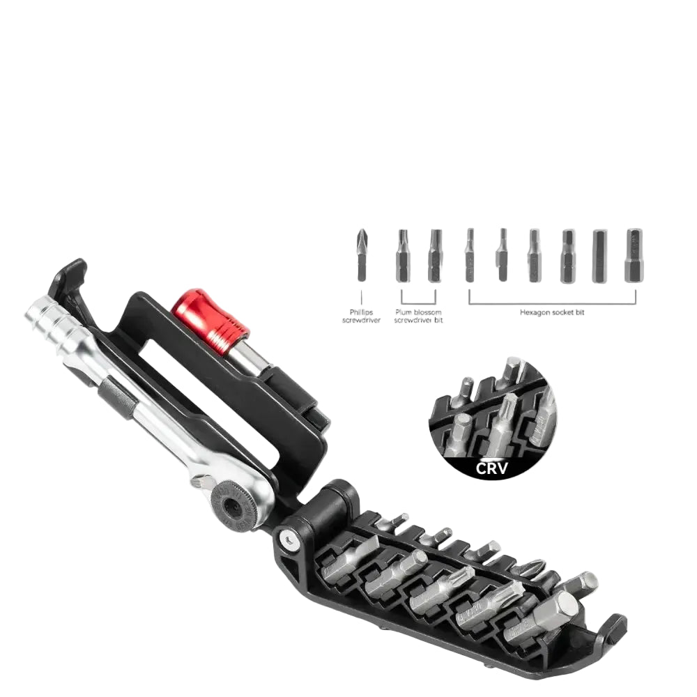 ROCKBROS Bike Repair Tools Multifunctional Ratchet Wrench Set Compact Folding Combination Aluminum Bicycle Ratchet Tool