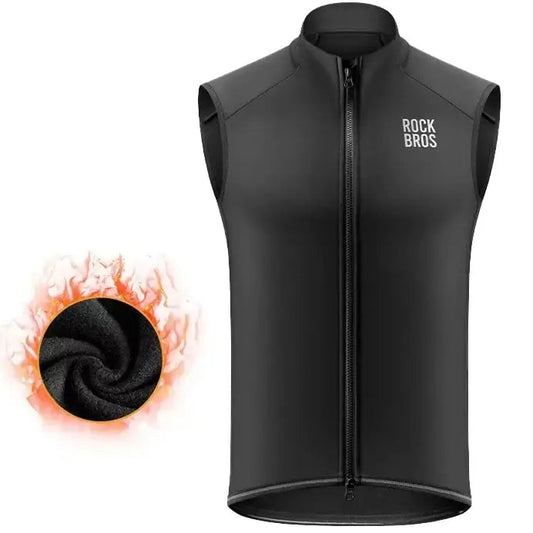 ROCKBROS Cycling Vest Windproof Winter Autumn Fleece Warm Bike Vest for Outdoor Sports MTB Road Thermal Bicycle Tops