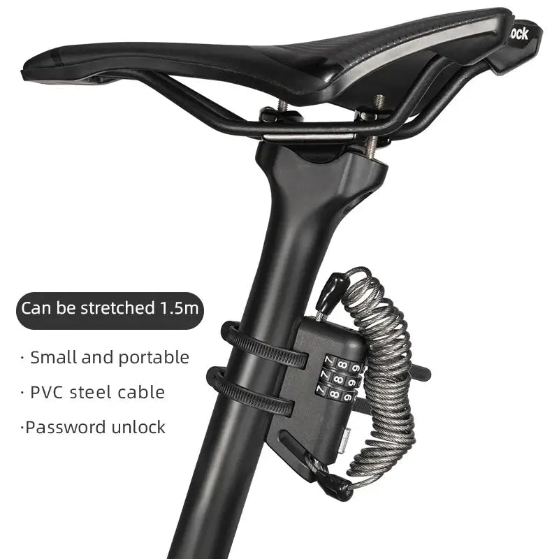 ROCKBROS Helmet Lock Antitheft Mini Bicycle Lock 3 Digit Password Lock Ultralight Flexible Bike Lock Motorcycle Helmet