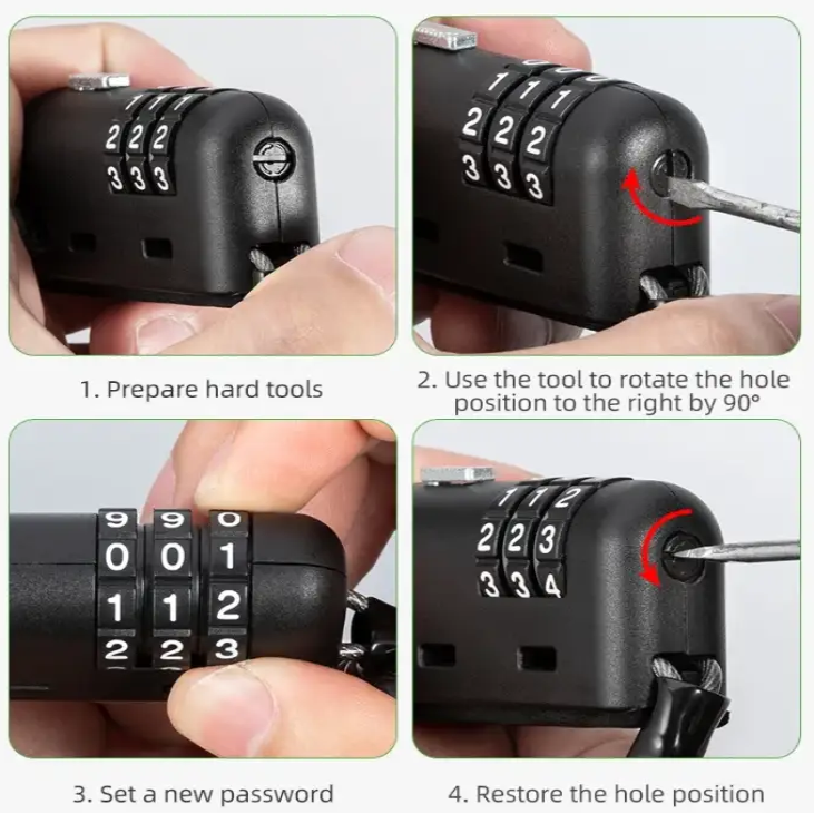 ROCKBROS Helmet Lock Antitheft Mini Bicycle Lock 3 Digit Password Lock Ultralight Flexible Bike Lock Motorcycle Helmet