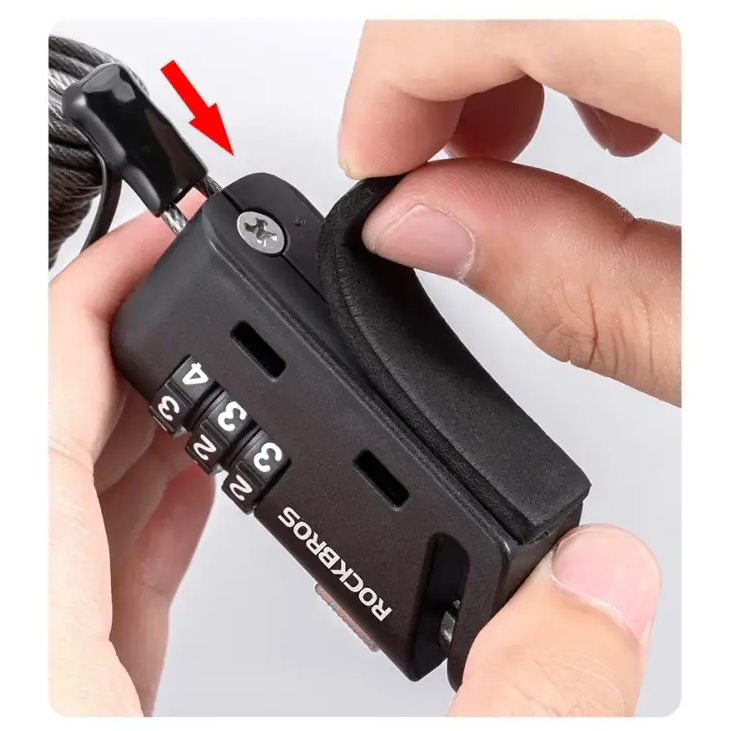 ROCKBROS Helmet Lock Antitheft Mini Bicycle Lock 3 Digit Password Lock Ultralight Flexible Bike Lock Motorcycle Helmet