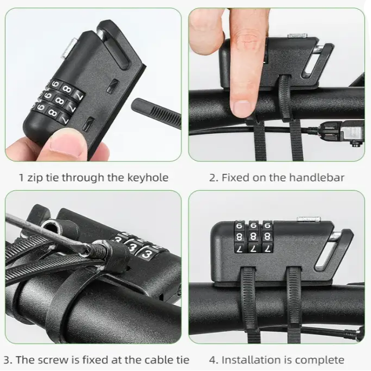 ROCKBROS Helmet Lock Antitheft Mini Bicycle Lock 3 Digit Password Lock Ultralight Flexible Bike Lock Motorcycle Helmet