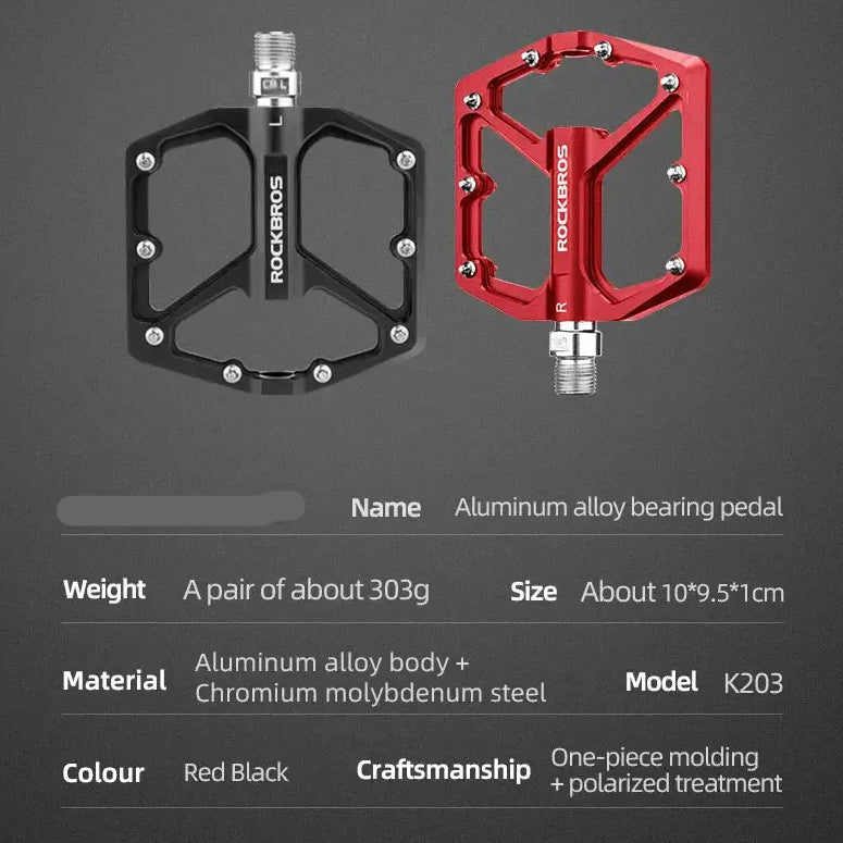 ROCKBROS MTB Cycling Ultralight Pedal Bike Bicycle Sealed DU Bearing Pedals Aluminum Alloy CRMO Non-slip Cleat Bike