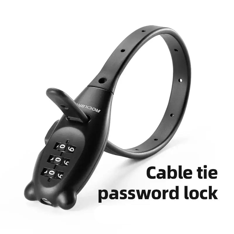 ROCKBROS Portable Bicycle Lock Cable Tie Zinc Alloy Lock Helmet Password Lock Anti-Theft Safety Freely Adjustable Rope