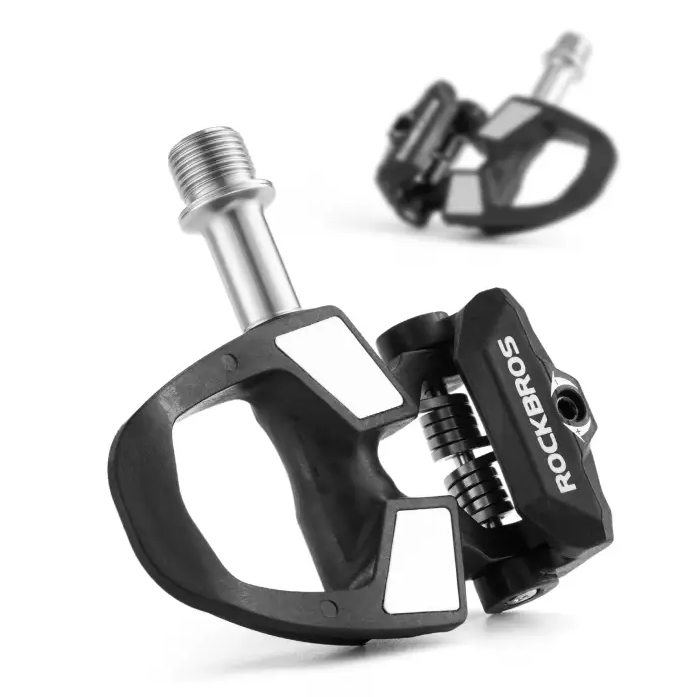 ROCKBROS Road Bike Carbon Lock Pedals Lightweight SPD Self-Locking Titanium Alloy Axle Pedal with Locking Plate