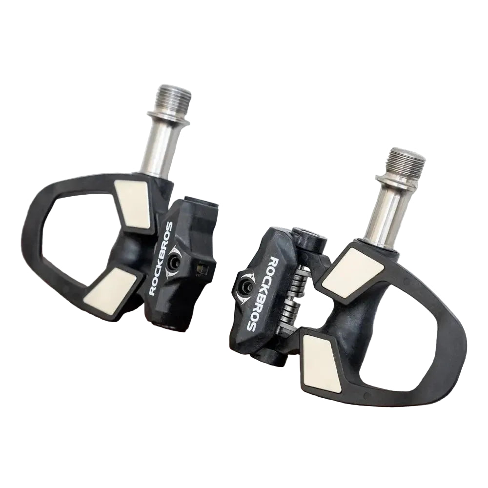 ROCKBROS Road Bike Carbon Lock Pedals Lightweight SPD Self-Locking Titanium Alloy Axle Pedal with Locking Plate