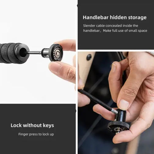 ROCKBROS ROAD TO SKY Bicycle Concealed Lock Portable Road Bike Curved Handlebar Plug Lock Anti-theft Cable Lock Bike