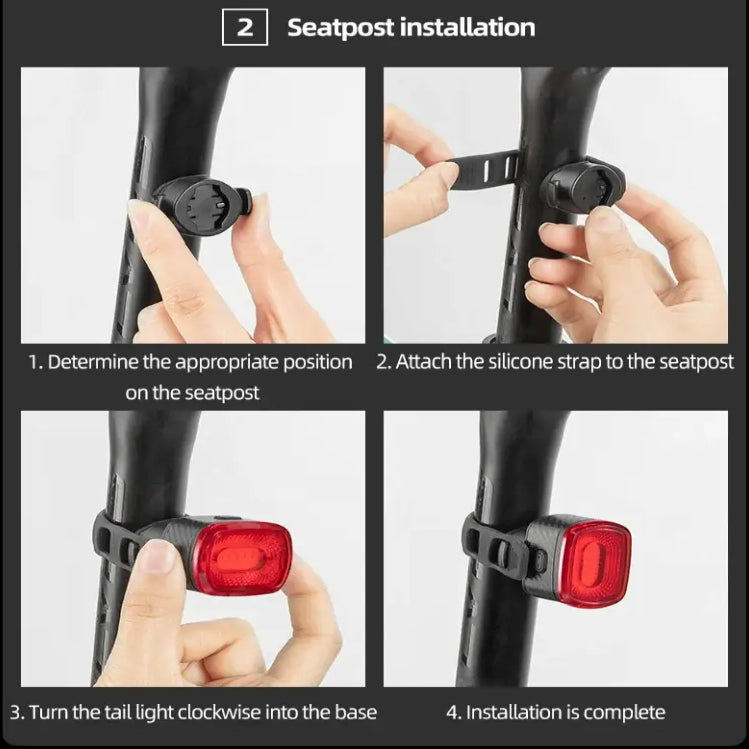 ROCKBROS Smart Bicycle Rear Light Auto Brake Sensing IPX6 Waterproof Cycling Tail Lamp LED USB Charging Safety Bike
