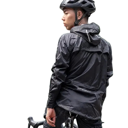 ROCKBROS Waterproof Cycling Rain Coat Men Breathable Windproof Reflective Hooded Raincoat Outdoor Sport Windbreaker