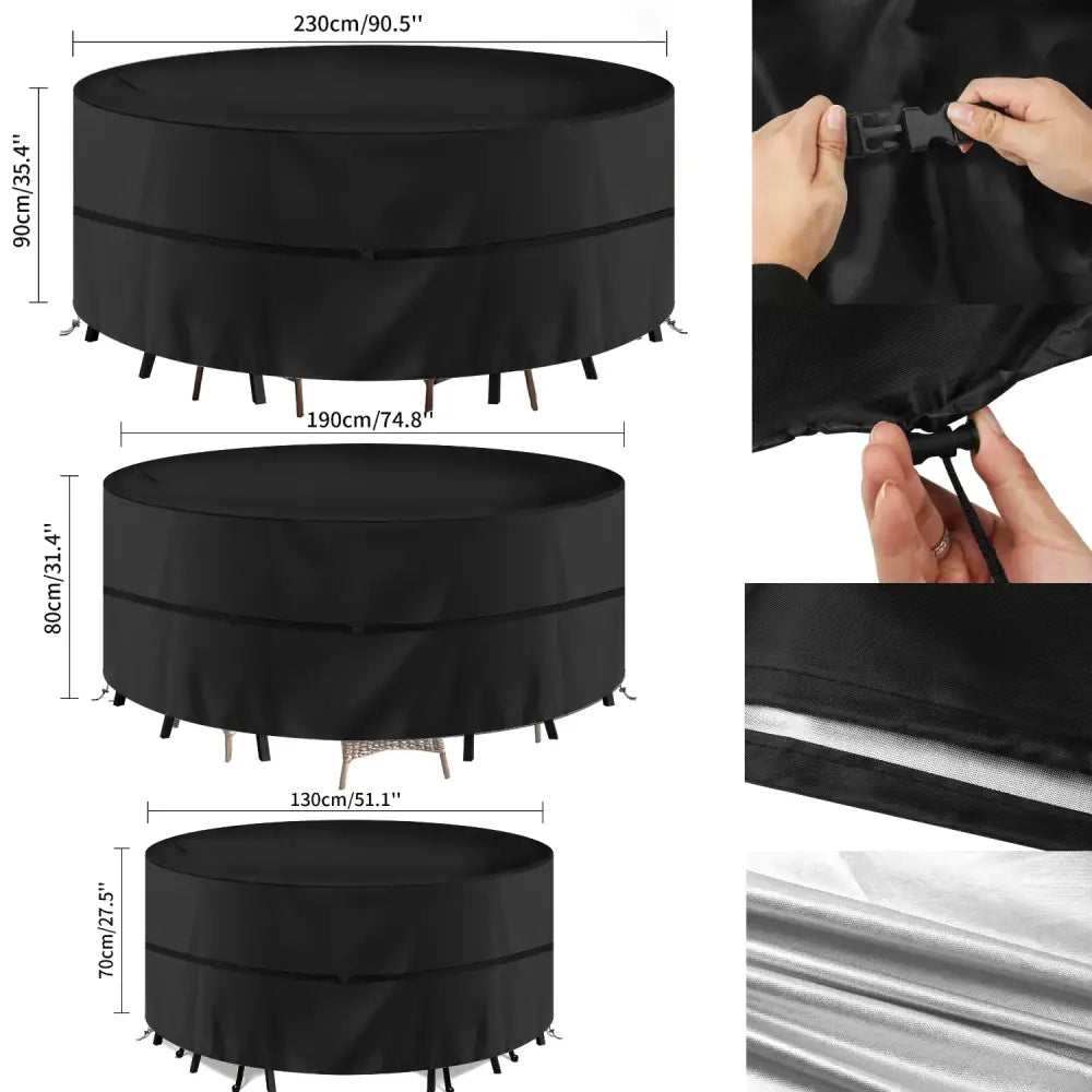 Round Waterproof Patio Furniture Cover – Anti-UV Windproof (different sizes available) - SS