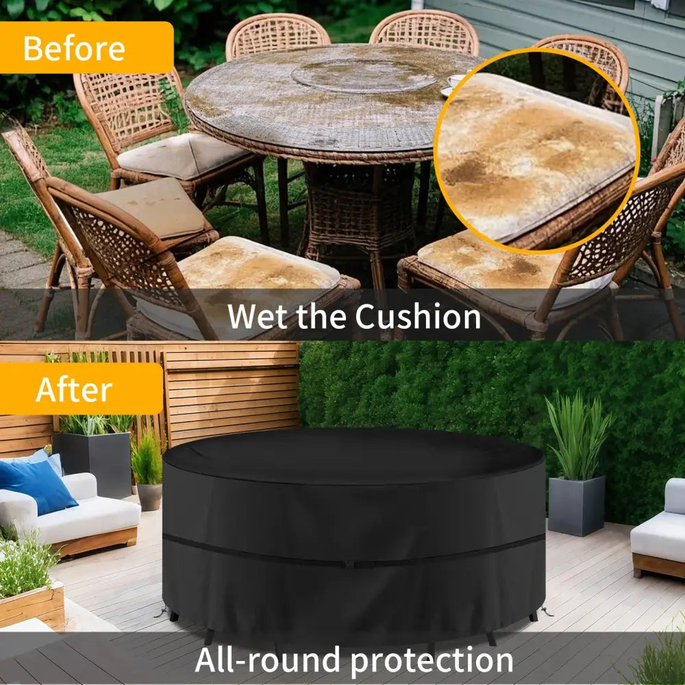 Round Waterproof Patio Furniture Cover – Anti-UV Windproof (different sizes available) - SS