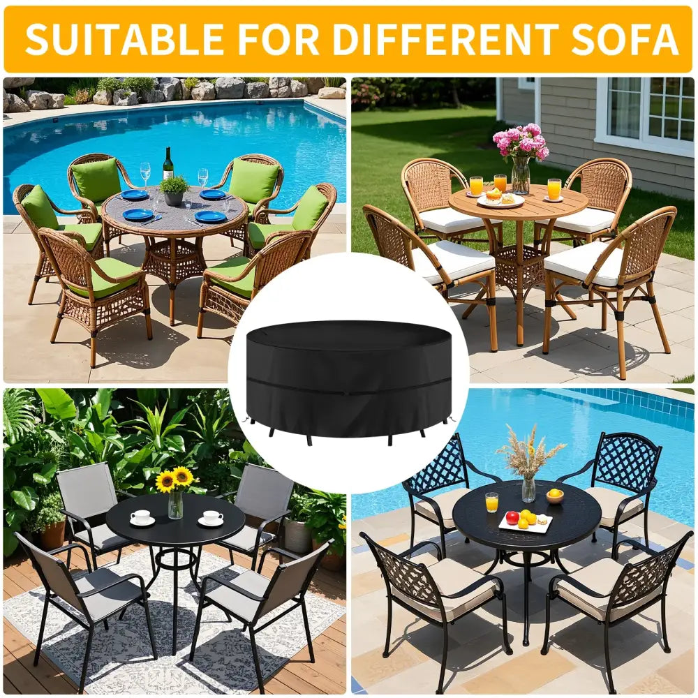 Round Waterproof Patio Furniture Cover – Anti-UV Windproof (different sizes available) - SS