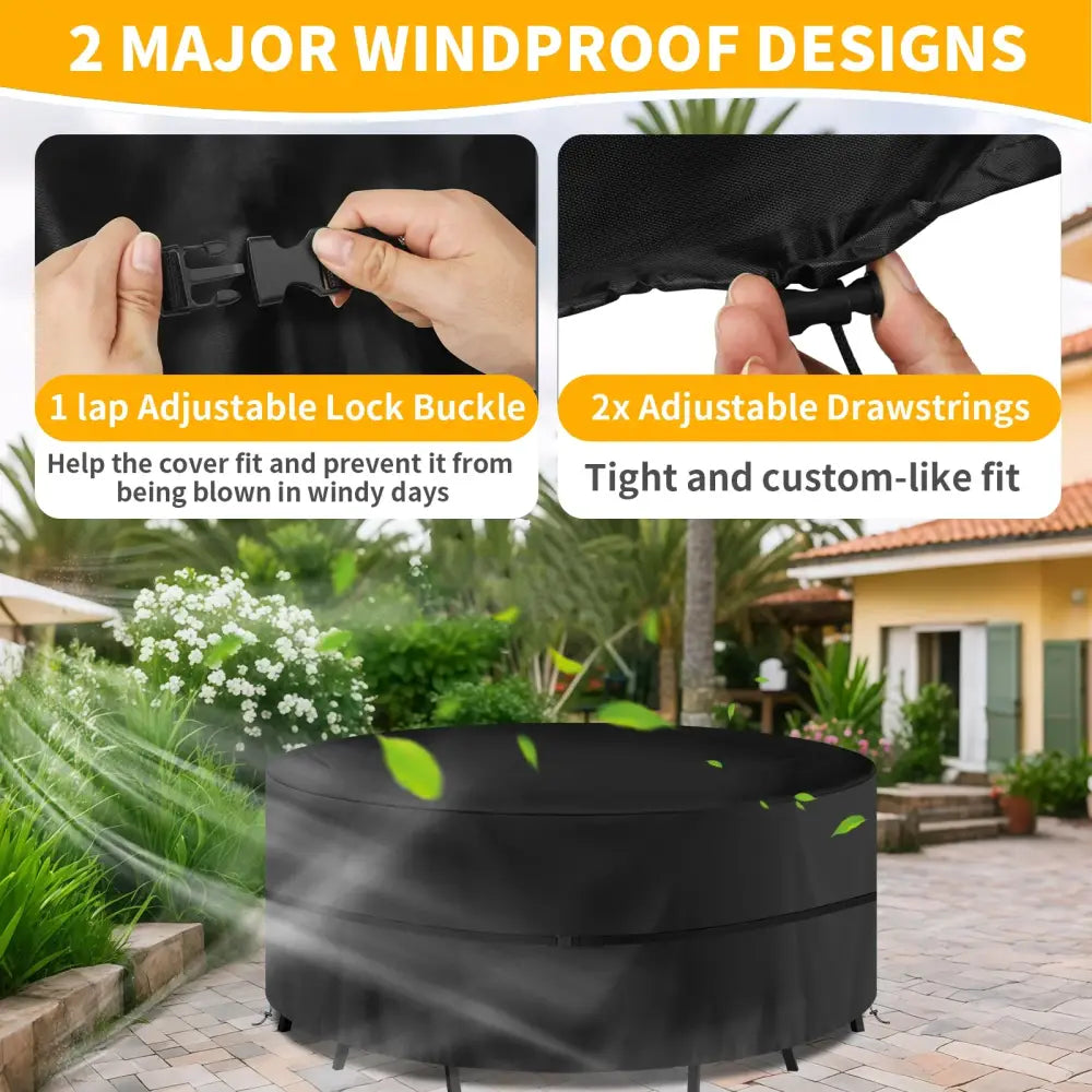 Round Waterproof Patio Furniture Cover – Anti-UV Windproof (different sizes available) - SS