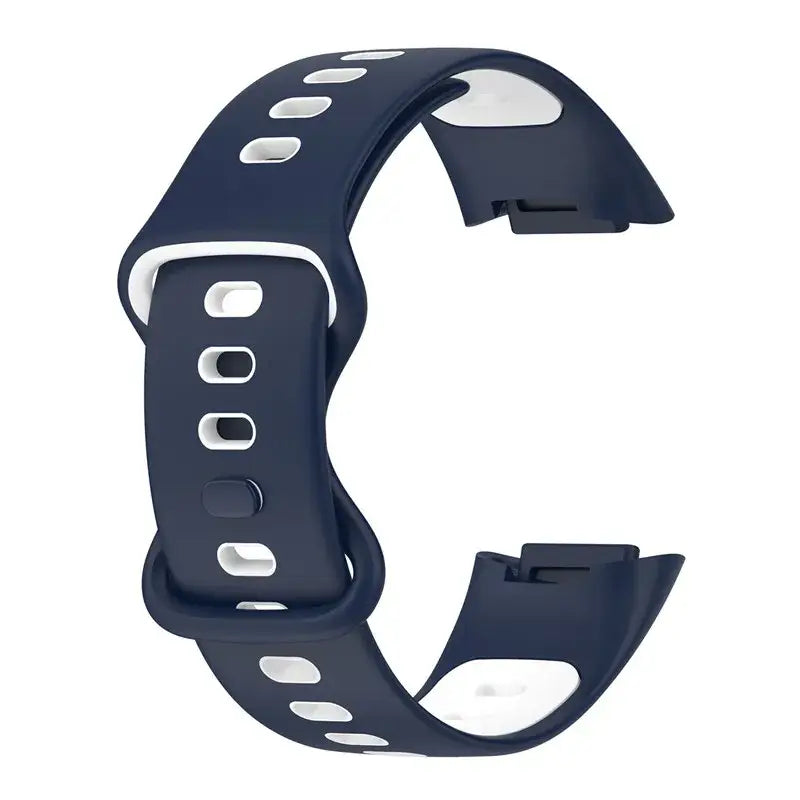 Rubber Sport Strap for the Fitbit Charge 5/6 Series (available in 21 colours) - Blue White / Fitbit Charge 5 - TWS