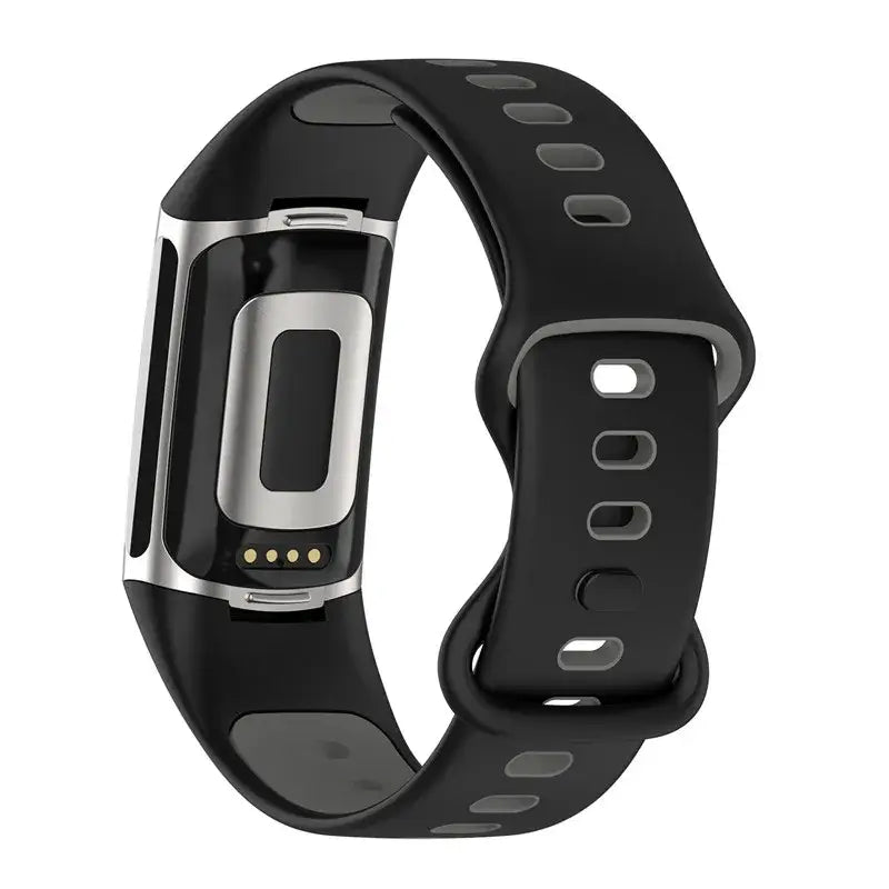 Rubber Sport Strap for the Fitbit Charge 5/6 Series (available in 21 colours) - Black / Fitbit Charge 5 - TWS
