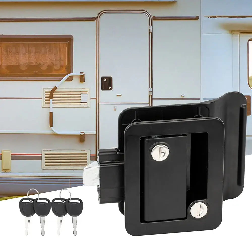 RV / Caravan Entry Door Lock with Deadbolt & Replacement Handle - Black - HBC