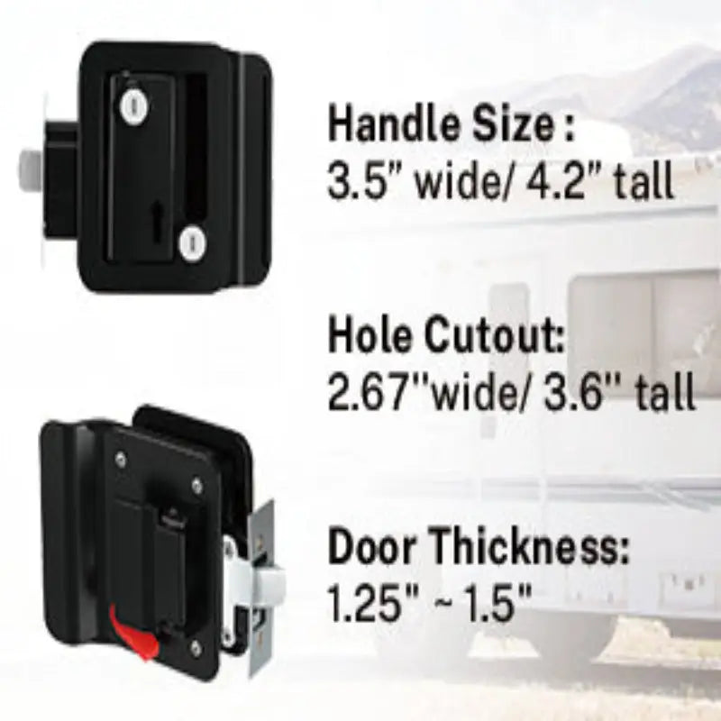 RV / Caravan Entry Door Lock with Deadbolt & Replacement Handle - Black - HBC