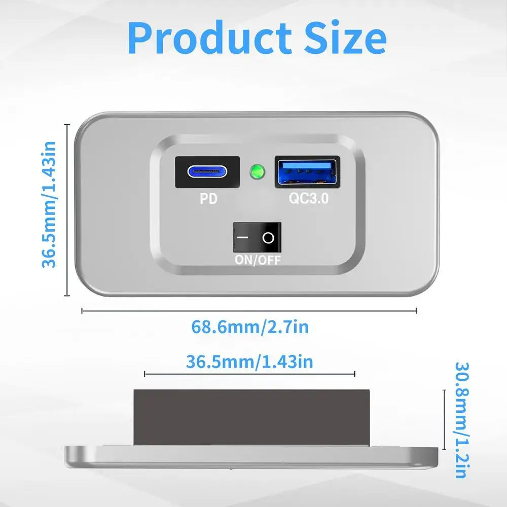 RV USB PD QC3 Fast Charging Outlet (different models available) - Green Light / RV USB Outlet - 9eight5