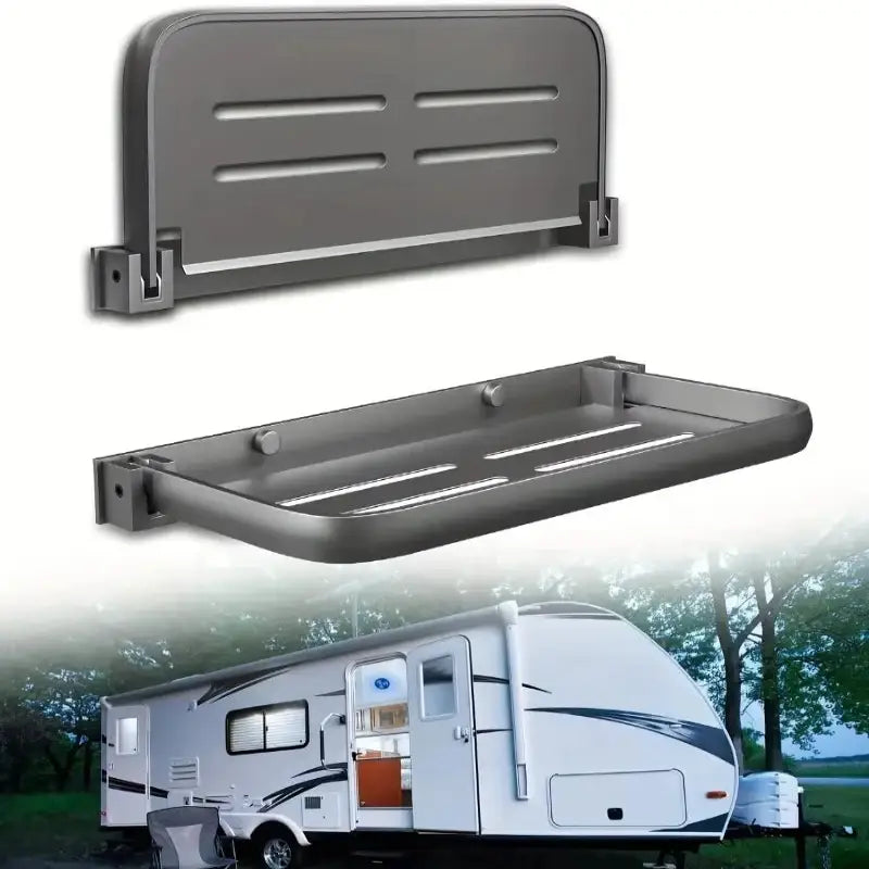 RV Wall-Mount Foldable Aluminum Storage Shelves - Grey / Foldable Shelves - SS