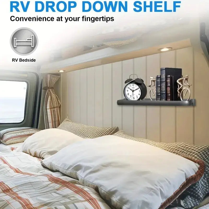 RV Wall-Mount Foldable Aluminum Storage Shelves - Grey / Foldable Shelves - SS