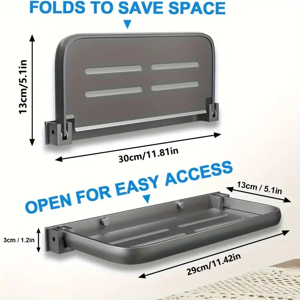 RV Wall-Mount Foldable Aluminum Storage Shelves - Grey / Foldable Shelves - SS