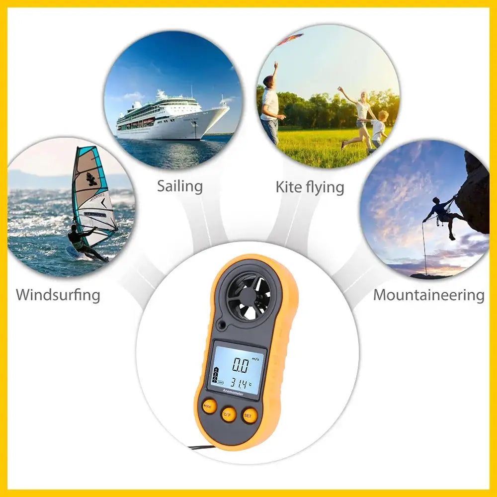 RZ Portable Anemometer Anemometro Wind Speed Gauge Meter LCD Digital Hand-held Measure Tool RZ818/GM816