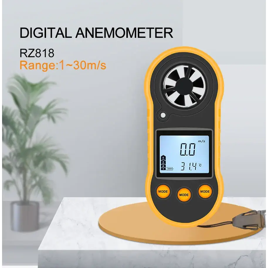RZ Portable Anemometer Anemometro Wind Speed Gauge Meter LCD Digital Hand-held Measure Tool RZ818/GM816