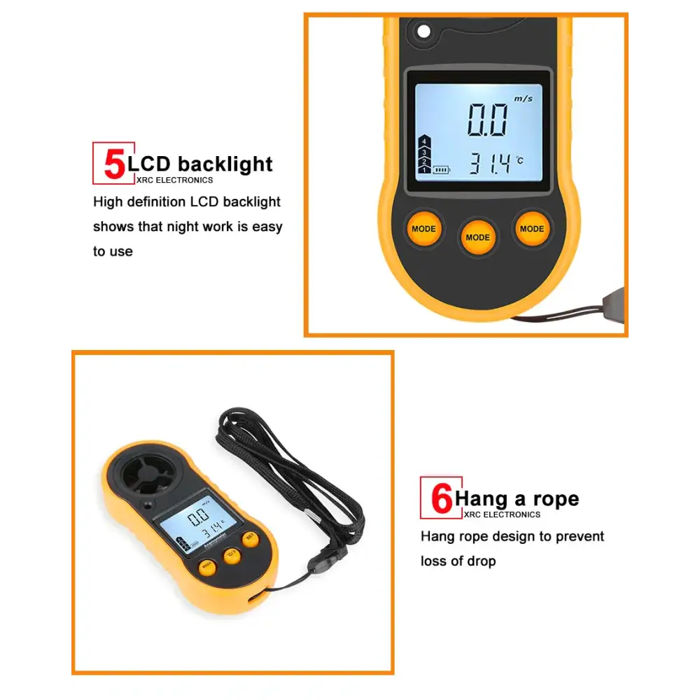 RZ Portable Anemometer Anemometro Wind Speed Gauge Meter LCD Digital Hand-held Measure Tool RZ818/GM816