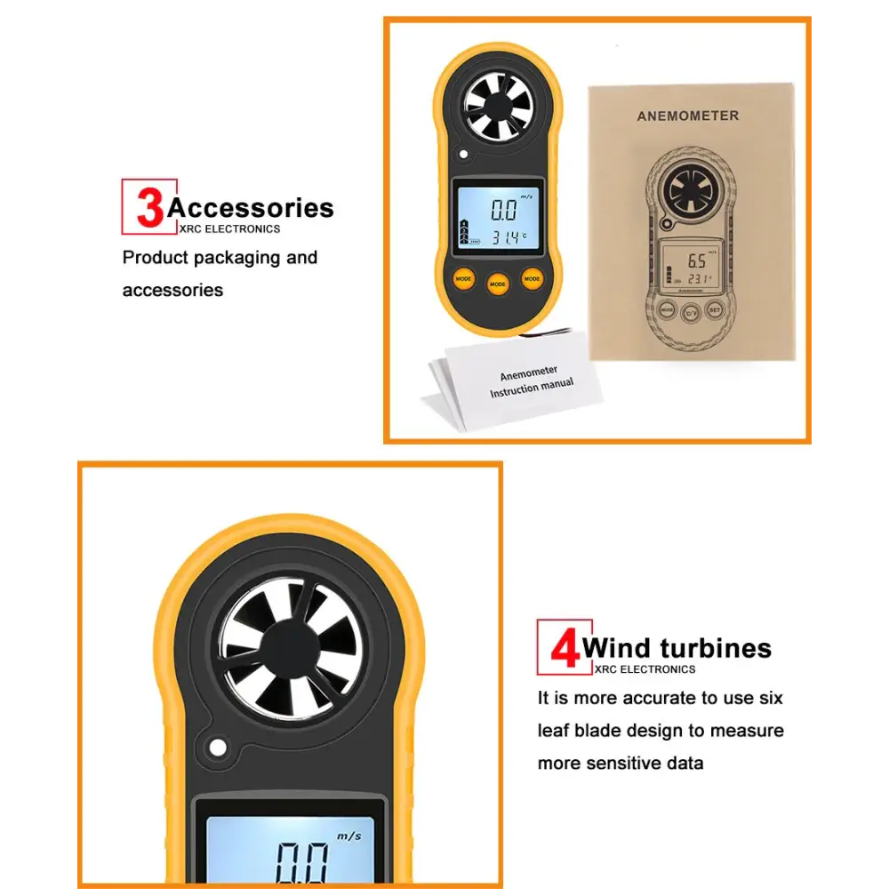 RZ Portable Anemometer Anemometro Wind Speed Gauge Meter LCD Digital Hand-held Measure Tool RZ818/GM816