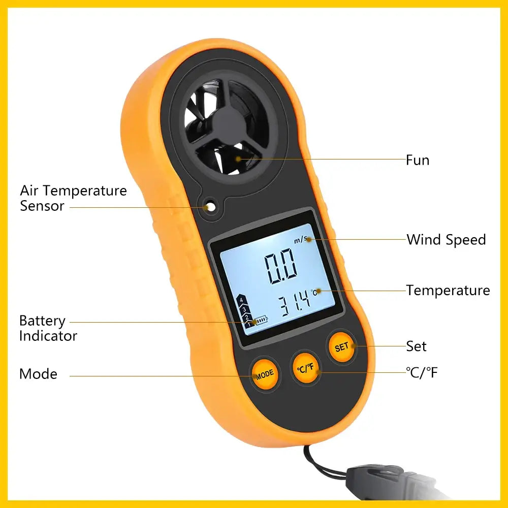 RZ Portable Anemometer Anemometro Wind Speed Gauge Meter LCD Digital Hand-held Measure Tool RZ818/GM816