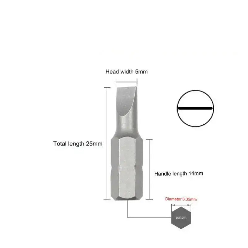 S2 Steel Slotted Screwdriver Bits Set – 1/4’’ Shank (6 different types available) - 10 Pcs SL5 Set - HBC
