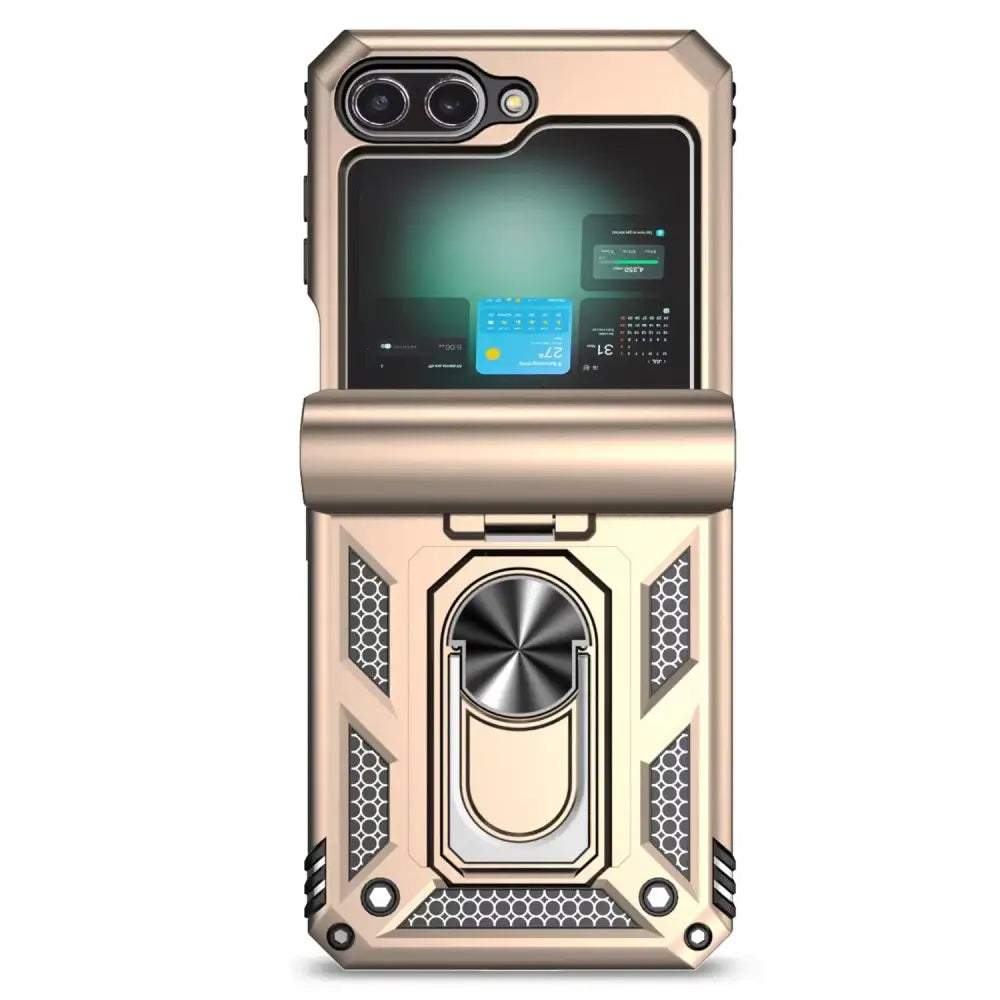 Samsung Galaxy Z Flip7 Phone Case with Ring Bracket (8 colours available) - Golden / Galaxy Z Flip7 - 9eight5