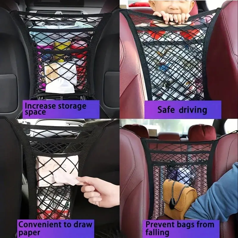 Seat Back Partition & Mesh Storage Net - Black - SS