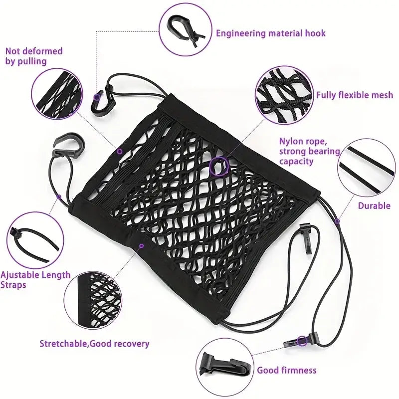 Seat Back Partition & Mesh Storage Net - Black - SS