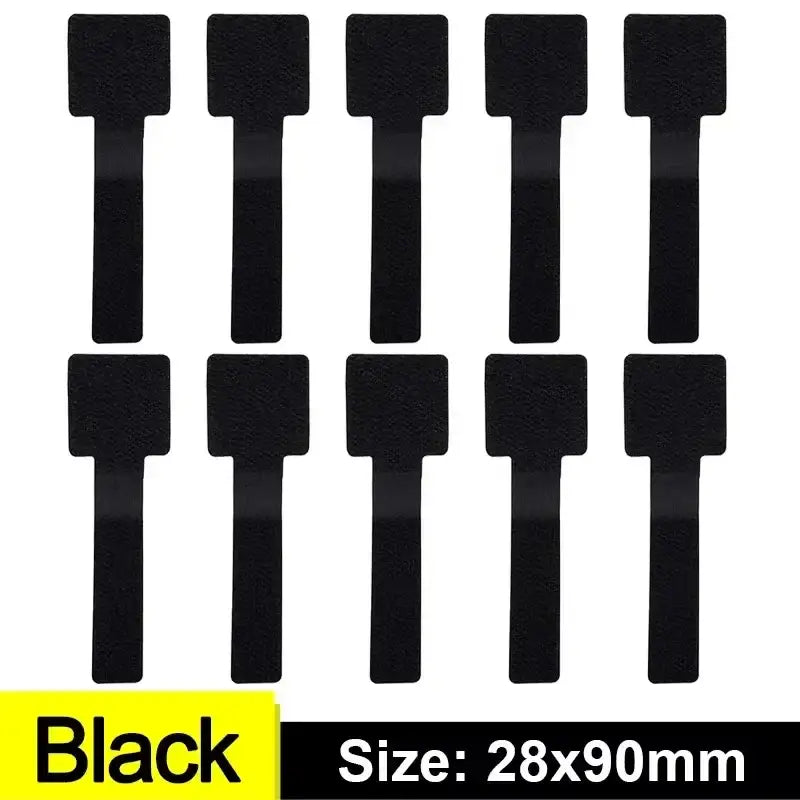 Self-Adhesive Cable Organizer and Cord Management Straps - Black / 100 Pcs