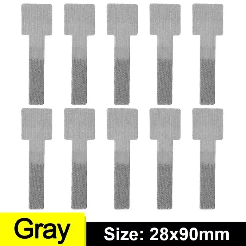 Self-Adhesive Cable Organizer and Cord Management Straps - Gray / 10 Pcs