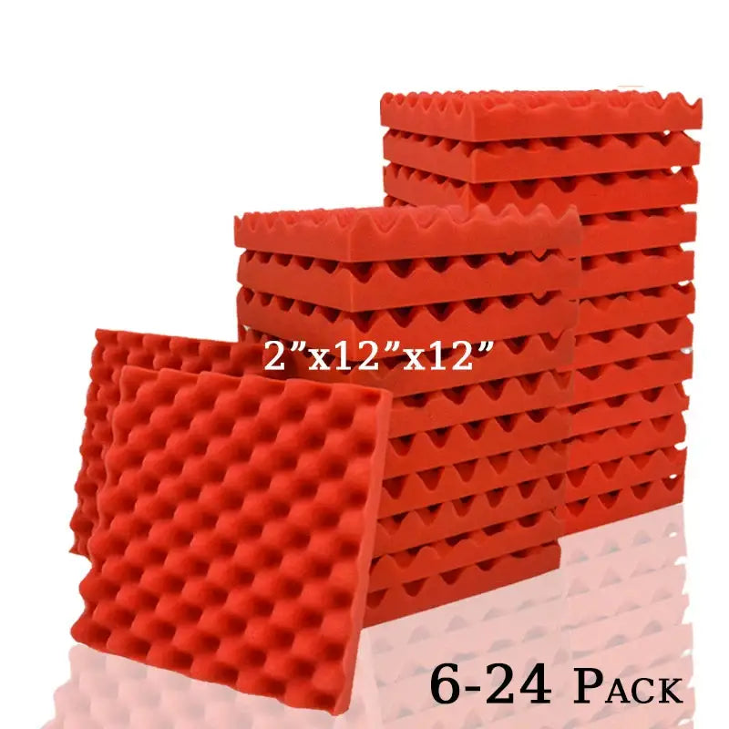 Self-Adhesive Soundproofing Tiles (different sizes & colours available) - Red / 6 Pcs With Tapes / 2.5cm Thick|High