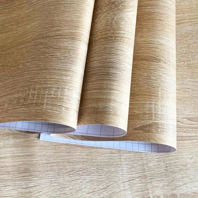 Self-Adhesive Wood Vinyl Wallpaper (6 sizes available) - Light Beige / 55cm x 200cm - SS