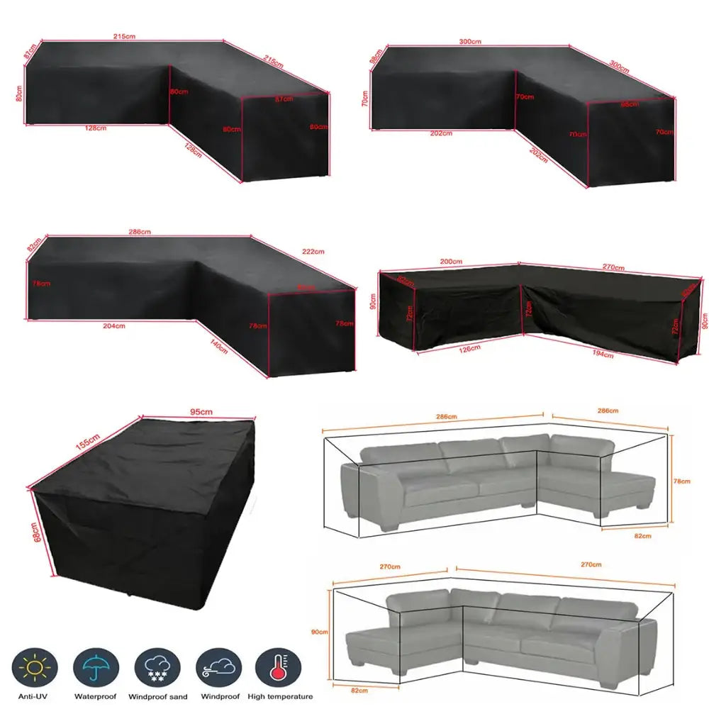 Shape Waterproof Rattan Sofa Cover (available in different sizes) - Black / 270X270X82x90cm / Sofa Cover - SS