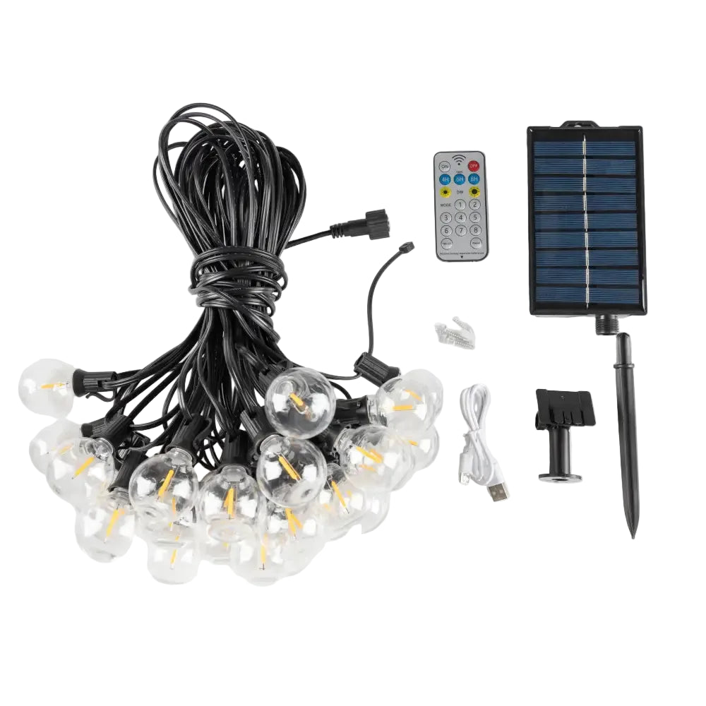 Shatterproof Solar String Lights G40 Outdoor Solar Light Garden Waterproof USB Charging Lighting With Remote Decoration