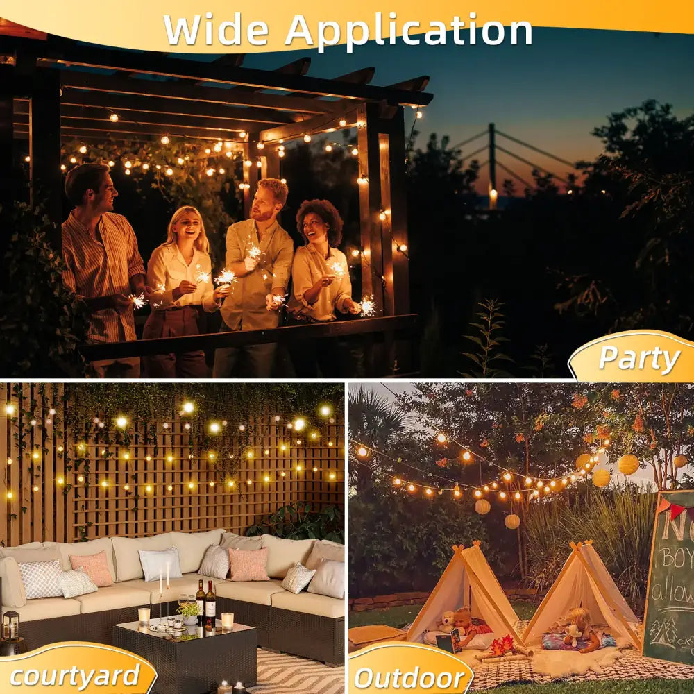 Shatterproof Solar String Lights G40 Outdoor Solar Light Garden Waterproof USB Charging Lighting With Remote Decoration