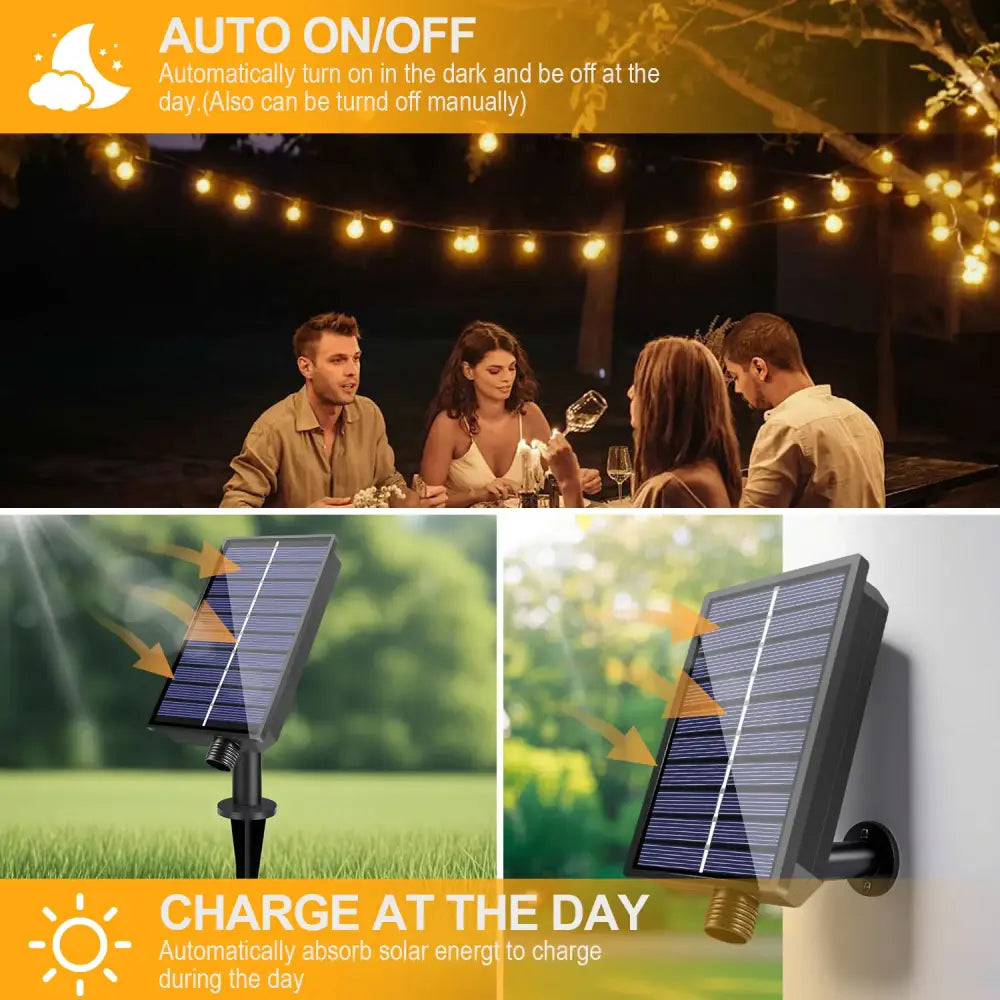 Shatterproof Solar String Lights G40 Outdoor Solar Light Garden Waterproof USB Charging Lighting With Remote Decoration