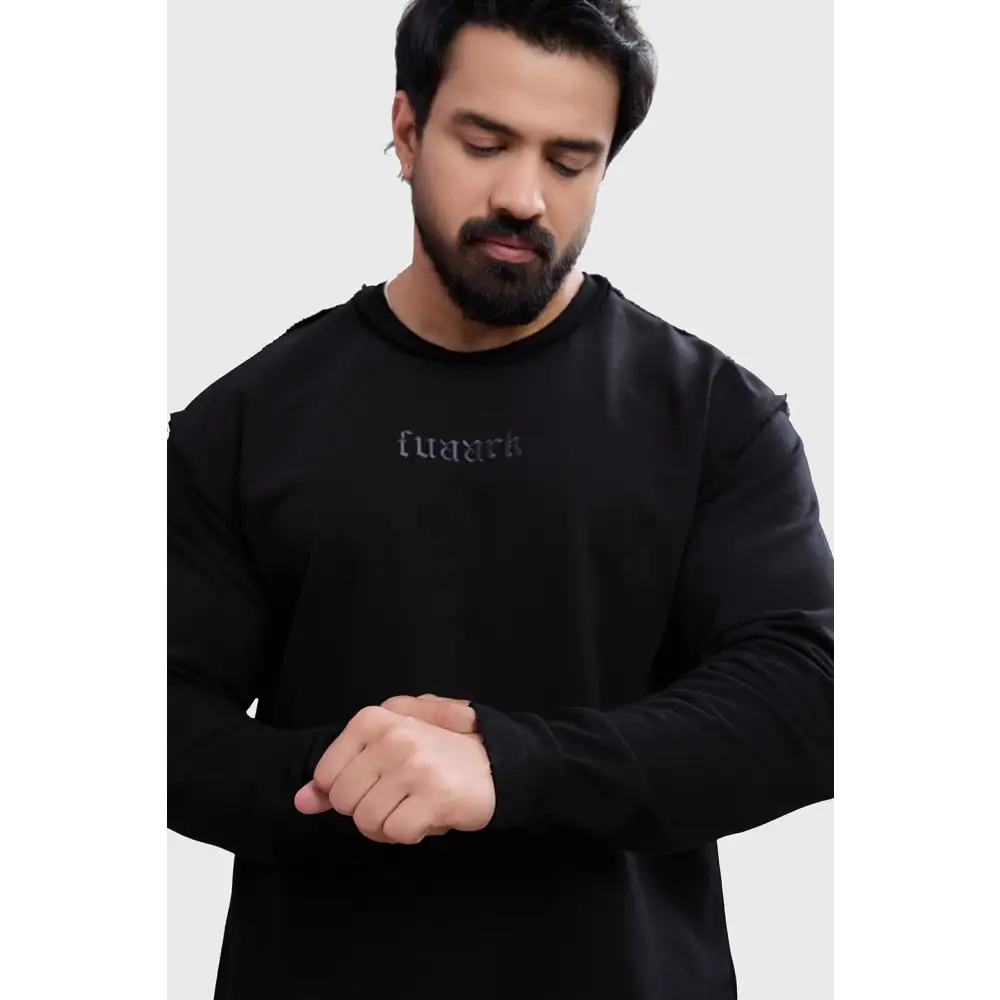 Shell Raw Sweatshirt Black - Sweatshirt