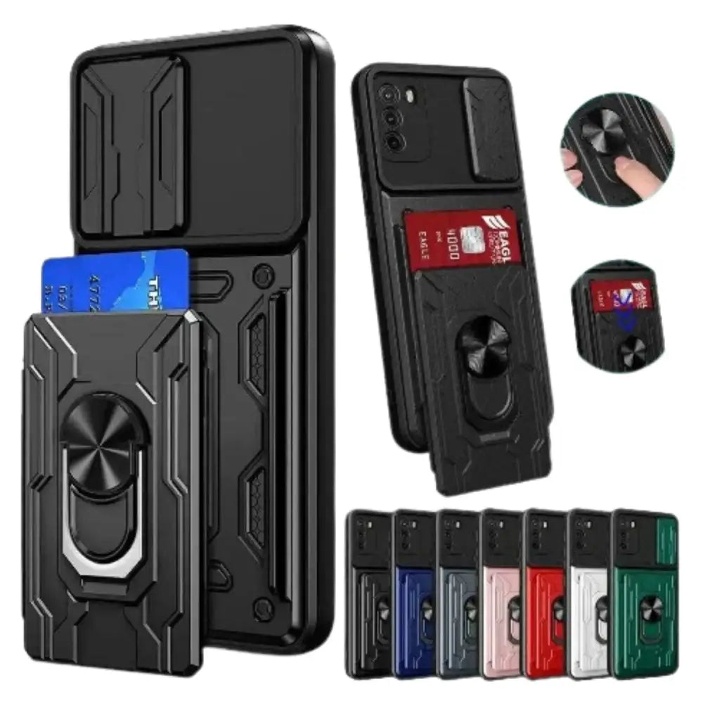 Shockproof Card Slot Case for Samsung Galaxy Note & S Series (Black) - 9eight5