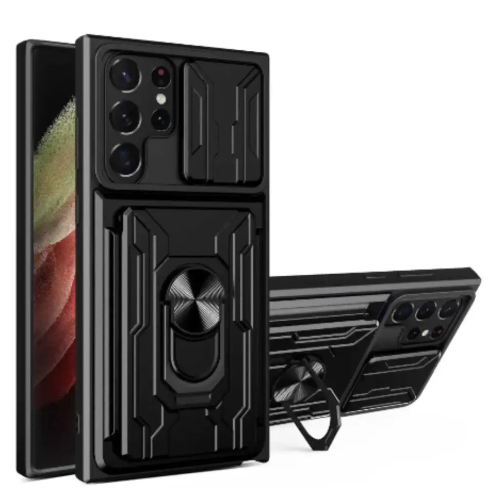 Shockproof Card Slot Case for Samsung Galaxy Note & S Series (Black) - 9eight5