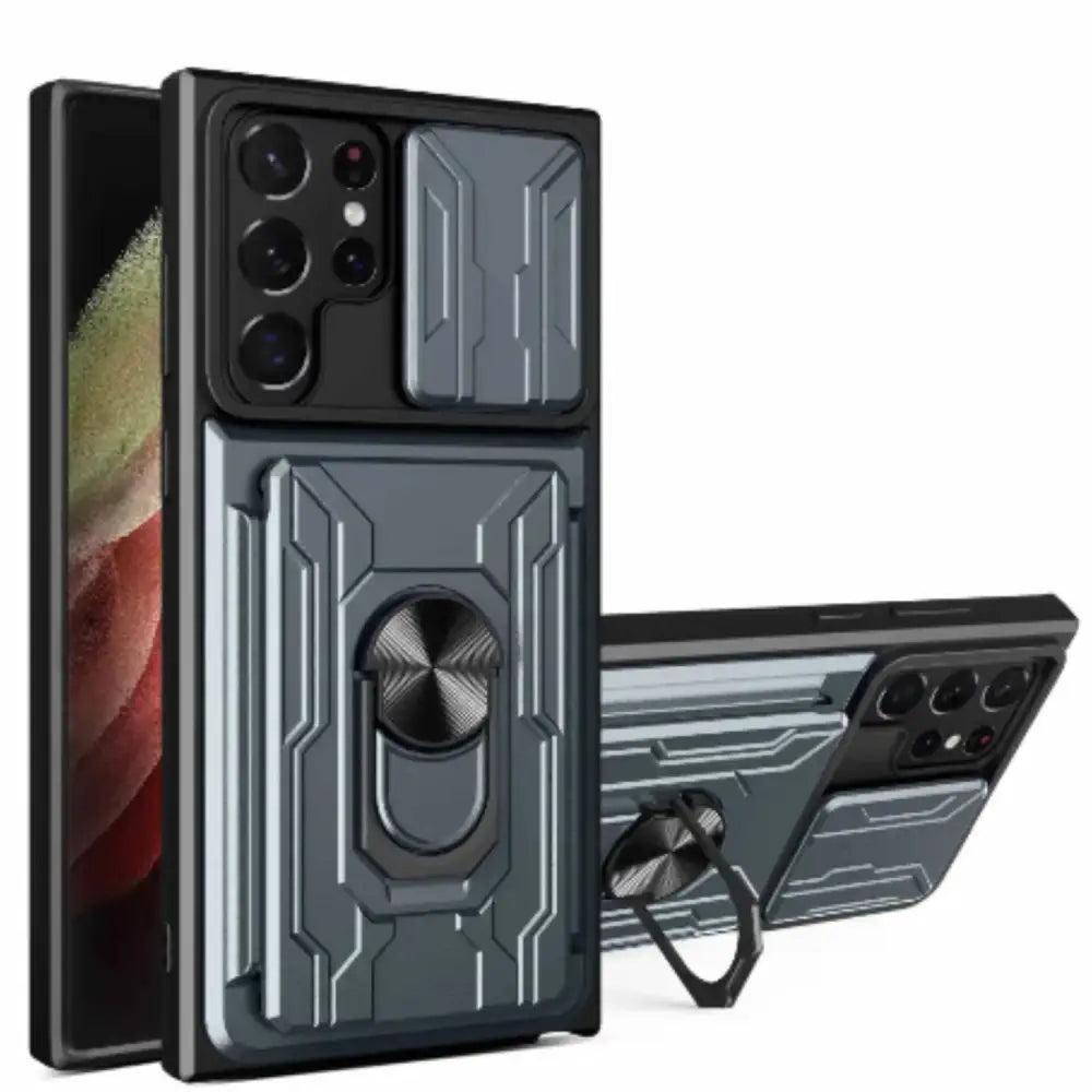 Shockproof Card Slot Case for Samsung Galaxy Note & S Series (Gray) - 9eight5