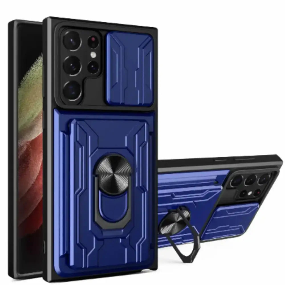 Shockproof Card Slot Case for Samsung Galaxy Note & S Series (Navy) - 9eight5