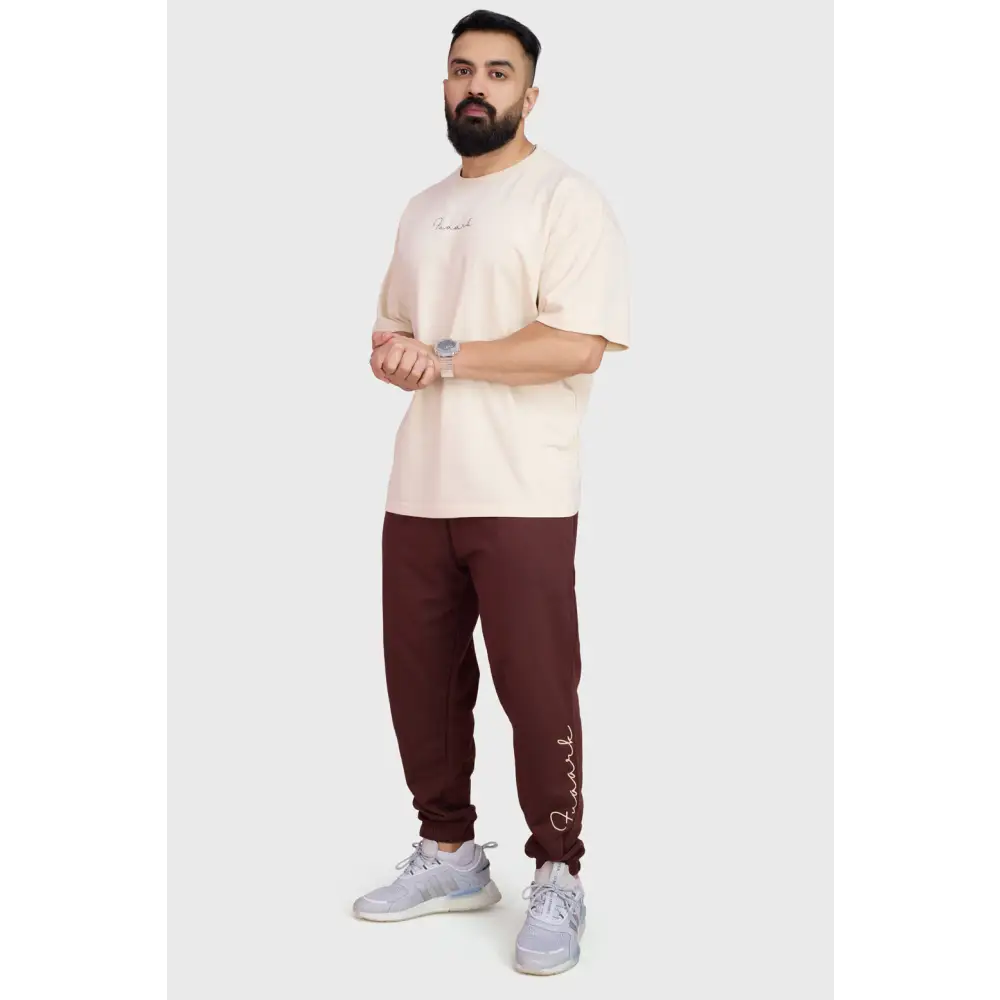 Signature Oversized Band Joggers Brown - Joggers