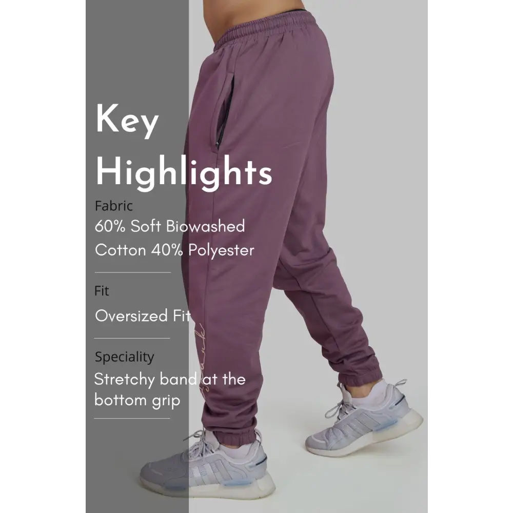 Signature Oversized Band Joggers Mauve - Joggers